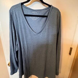 Torrid Slate Blue V‑Neck Long Sleeve Top
